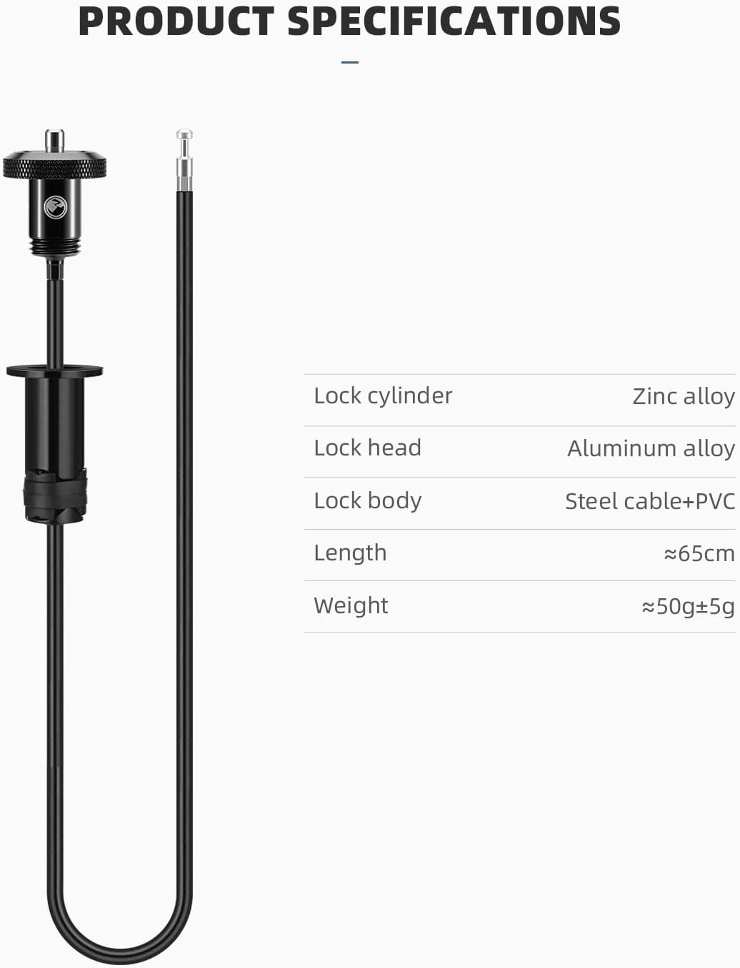 【ROAD TO SKY】ROCKBROS Bicycle Lock Hidden Handle Lock Mini Lock Bike Cable Lock Hidden in Handlebars Helmet Lock Zinc Alloy Lock Cylinder Aluminum Shell 25.6 inches for Roadbike