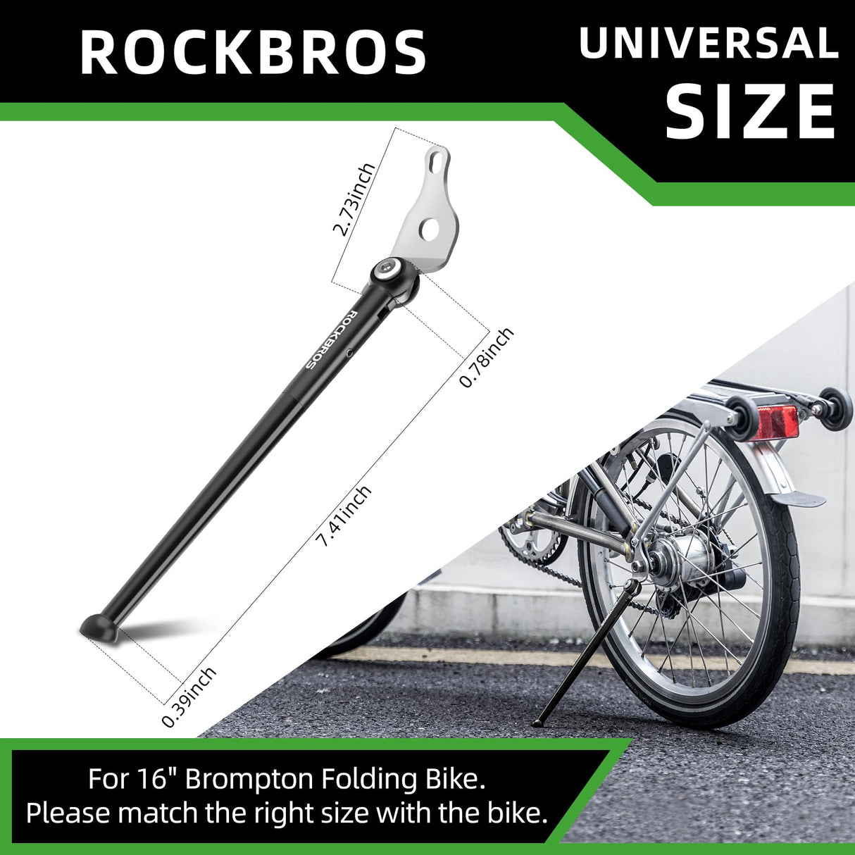 Adjustable Center Mount Kickstand for 16" Folding Bikes