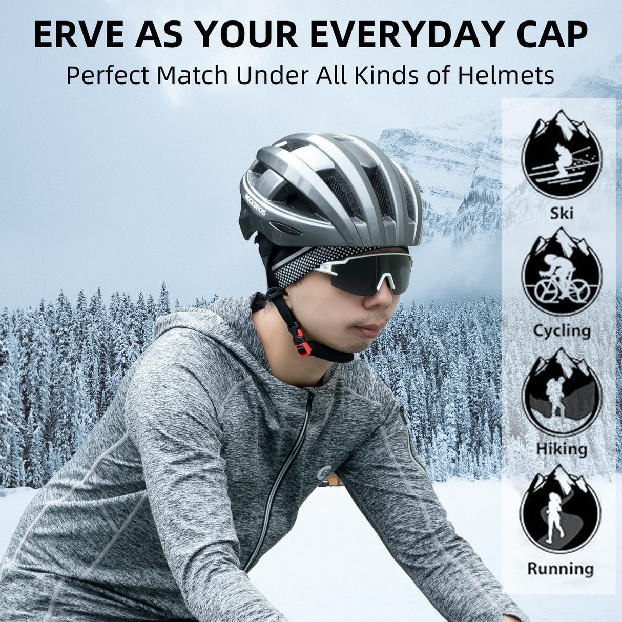ROCKBROS Thermal Skull Cap Winter Hat for Men Women, Ear Warmers Helmet Liner