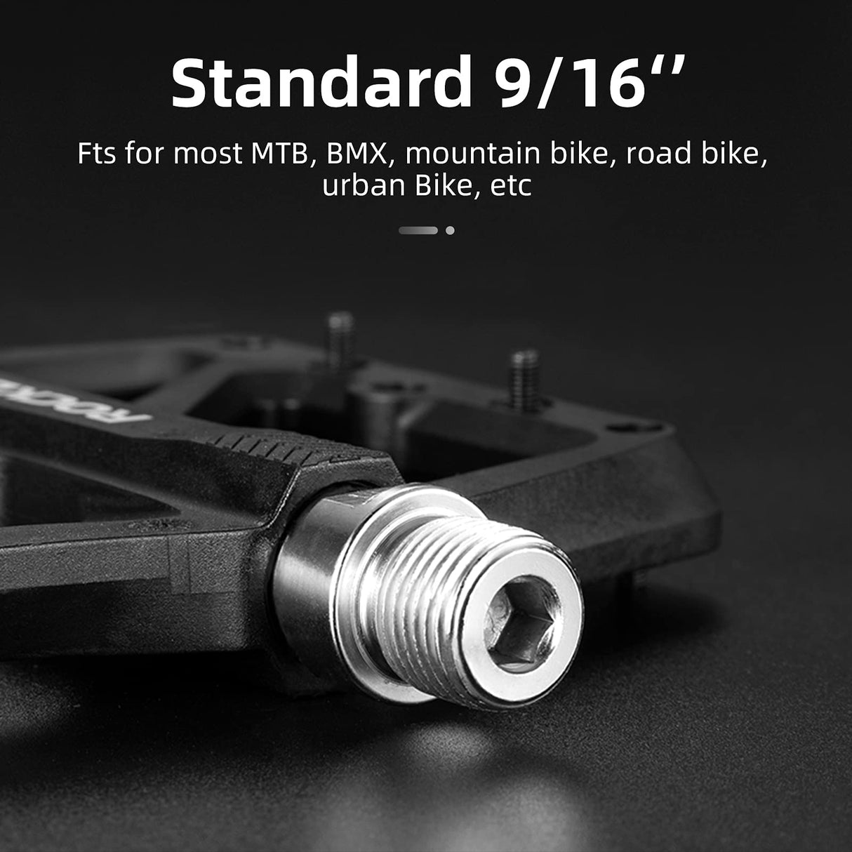 ROCKBROS Mountain Bike Pedals Lightweight Nylon DU Bearing 9/16" MTB Flat Bike Pedals