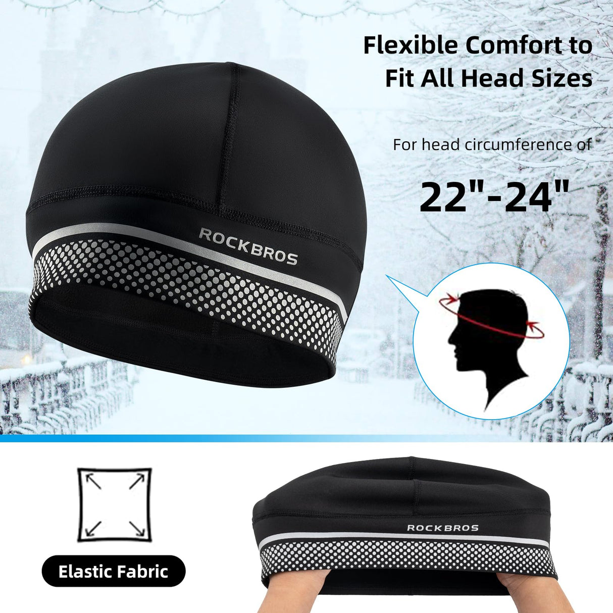 ROCKBROS Thermal Skull Cap Winter Hat for Men Women, Ear Warmers Helmet Liner