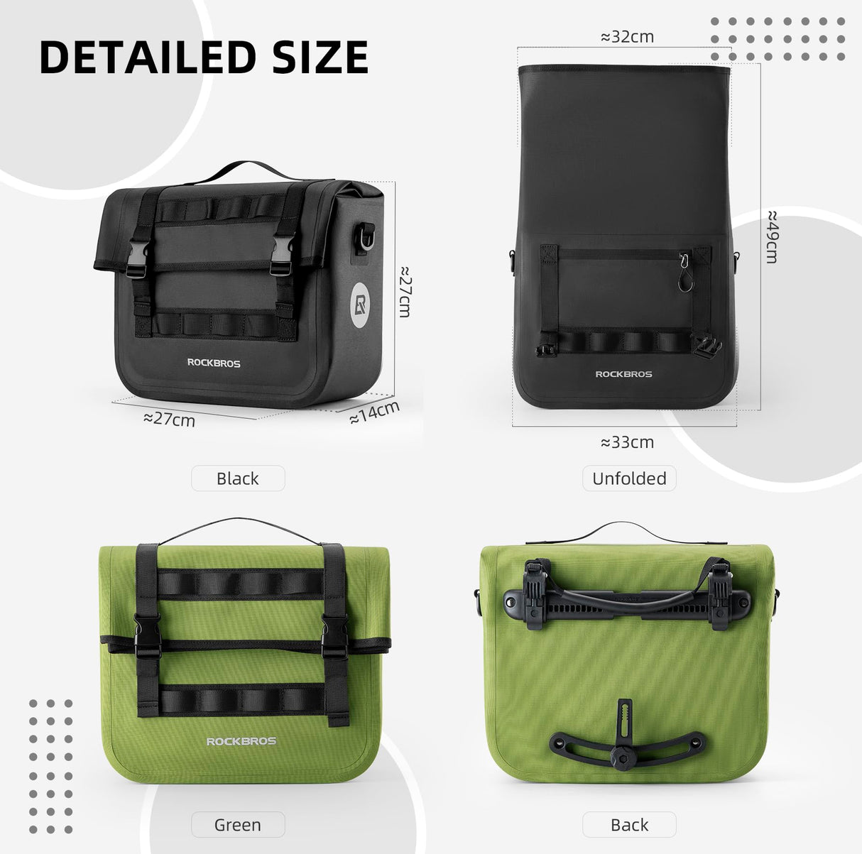 Bike Panniers 15L Waterproof Bike Rack Bag for Cycling Commuting