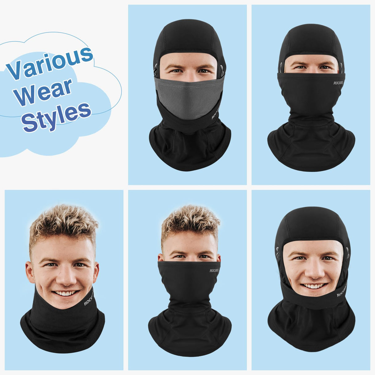 ROCKBROS Balaclava Ski Mask, Windproof Thermal Winter Neck Warmer Hood for Men Women