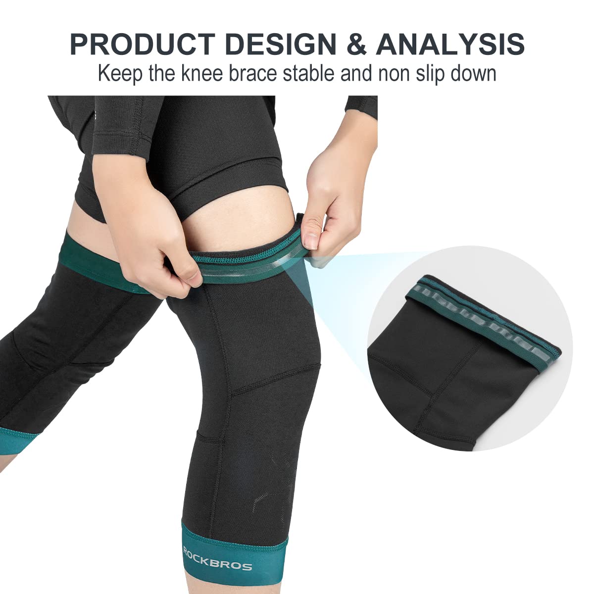 ROCKBROS Thermal Knee Warmer Men Anti-Slip Knee Brace Sleeves for Winter Cycling Basketball