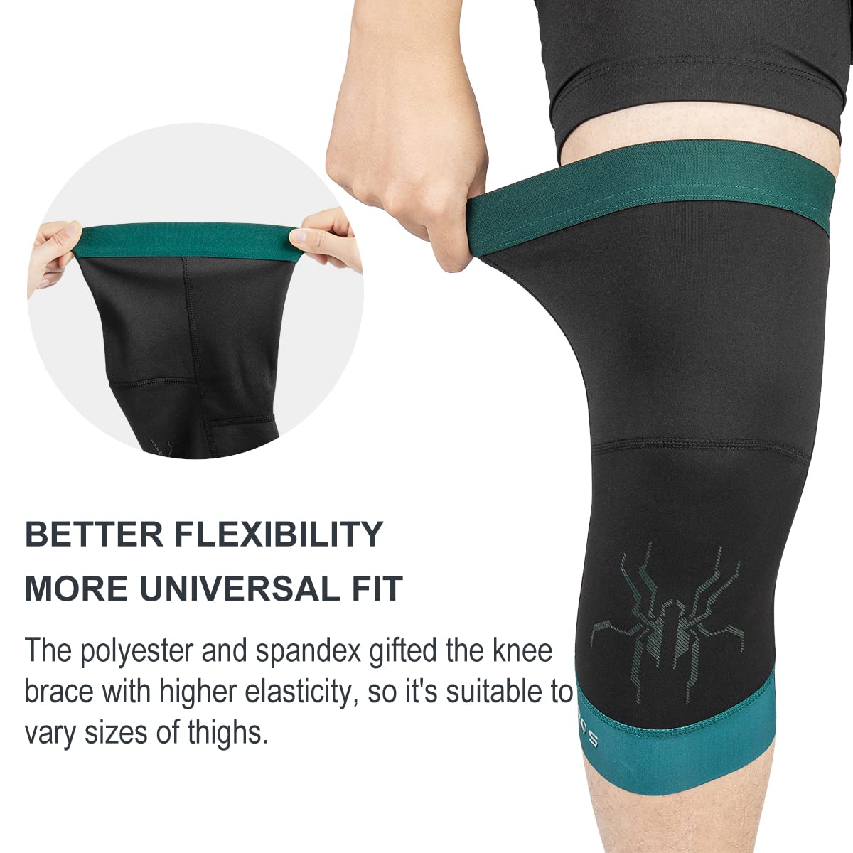 ROCKBROS Thermal Knee Warmer Men Anti-Slip Knee Brace Sleeves for Winter Cycling Basketball