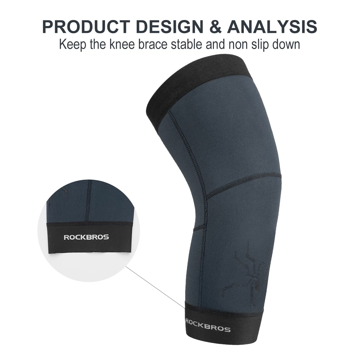 ROCKBROS Thermal Knee Warmer Men Anti-Slip Knee Brace Sleeves for Winter Cycling Basketball