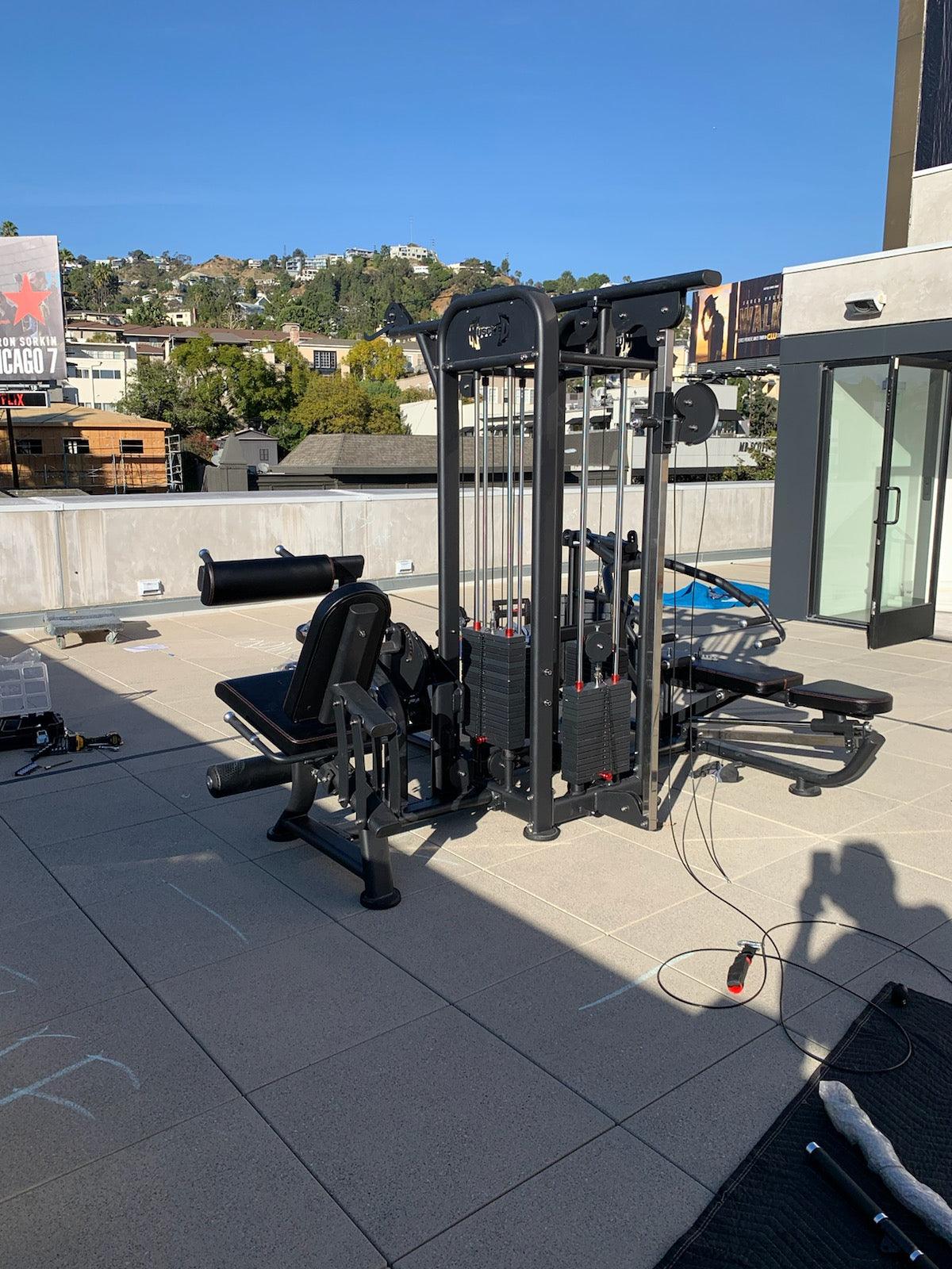 4 Stack Megatron Compact Multi-Gym - Muscle D Fitness - Space Saving - Leg Extension & Curl, Lat Pull, Low Row, Multi-Press