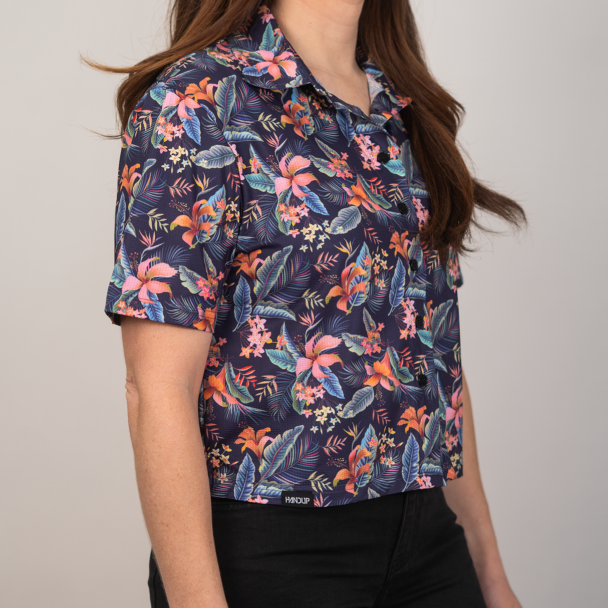 Cropped FlexGRID Button Up - Midnight in Maui