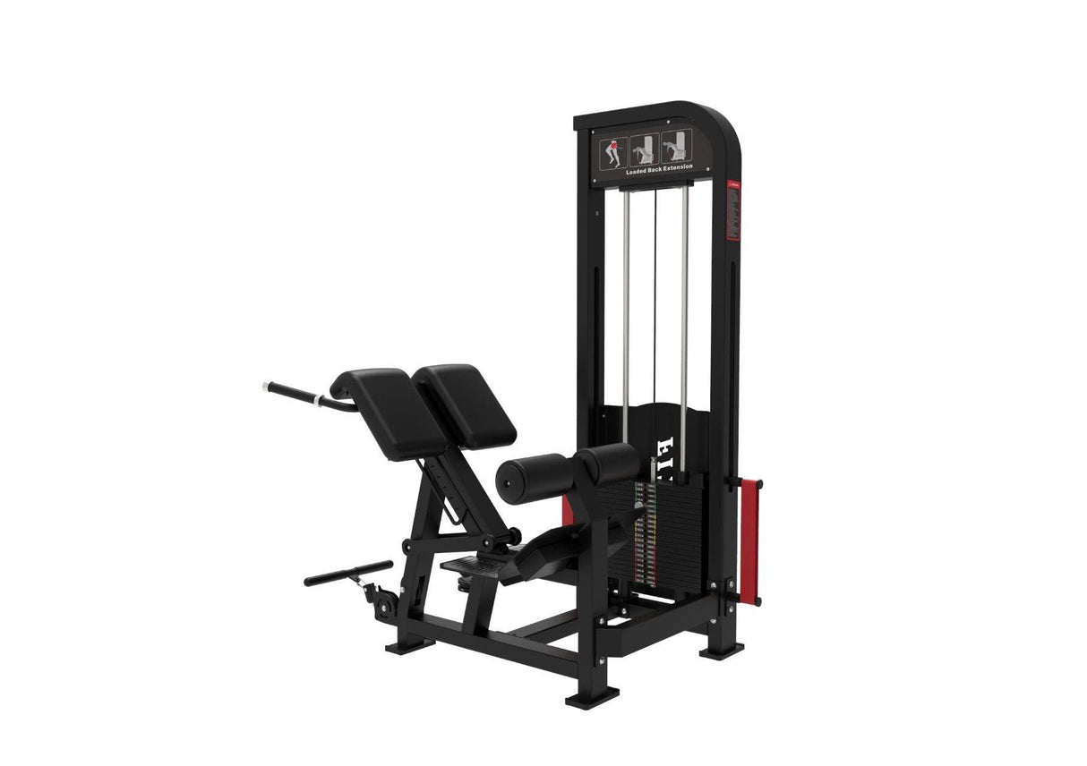 Excel Loaded Back Extension - Muscle D Fitness - Selectorized 45 Degree Hyper Extension - Band Compatable