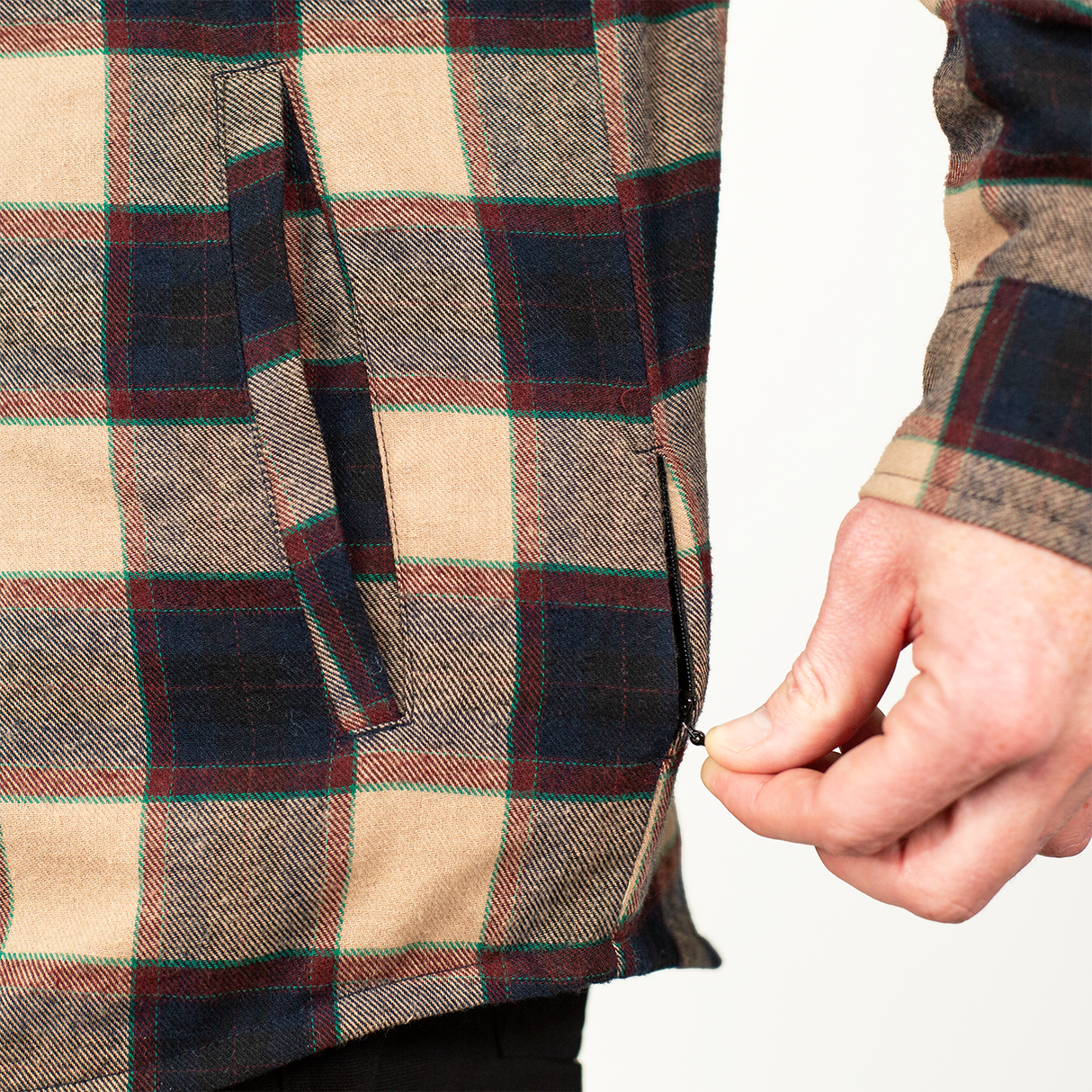Flannel Jacket - Navy/Tan Plaid