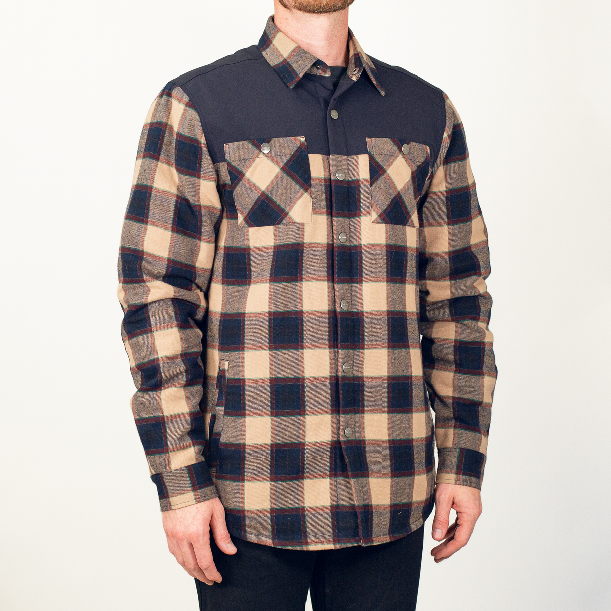 Flannel Jacket - Navy/Tan Plaid
