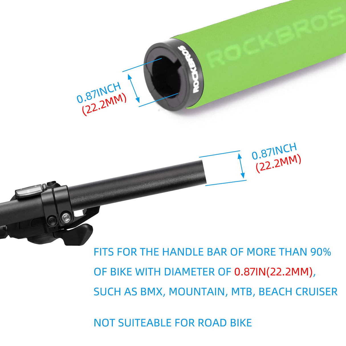 ROCKBROS Bike Grips Foam Single Lock on Bicycle Soft Comfortable Non-Slip Bike Handle Grips