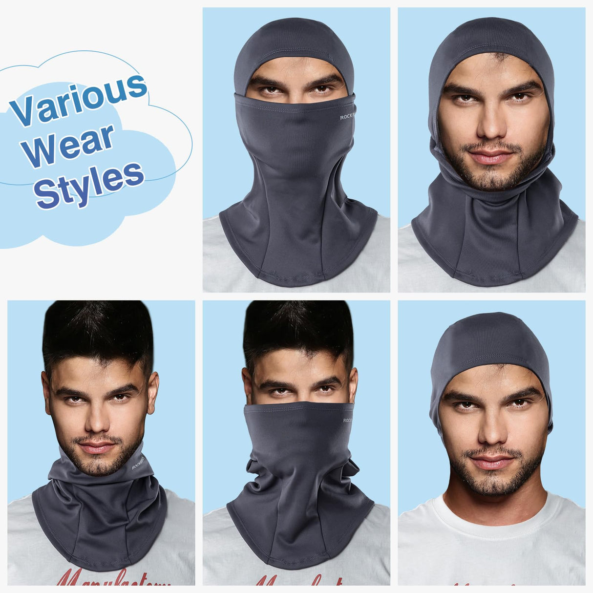 ROCKBROS Balaclava Ski Mask, Windproof Thermal Winter Neck Warmer Hood for Men Women