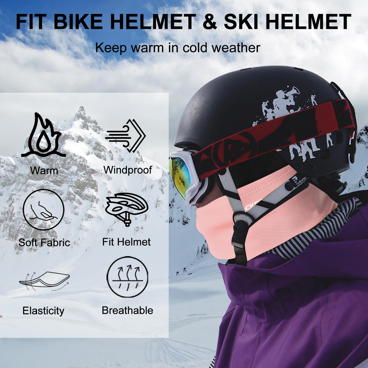 ROCKBROS Balaclava Ski Mask, Windproof Thermal Winter Neck Warmer Hood for Men Women