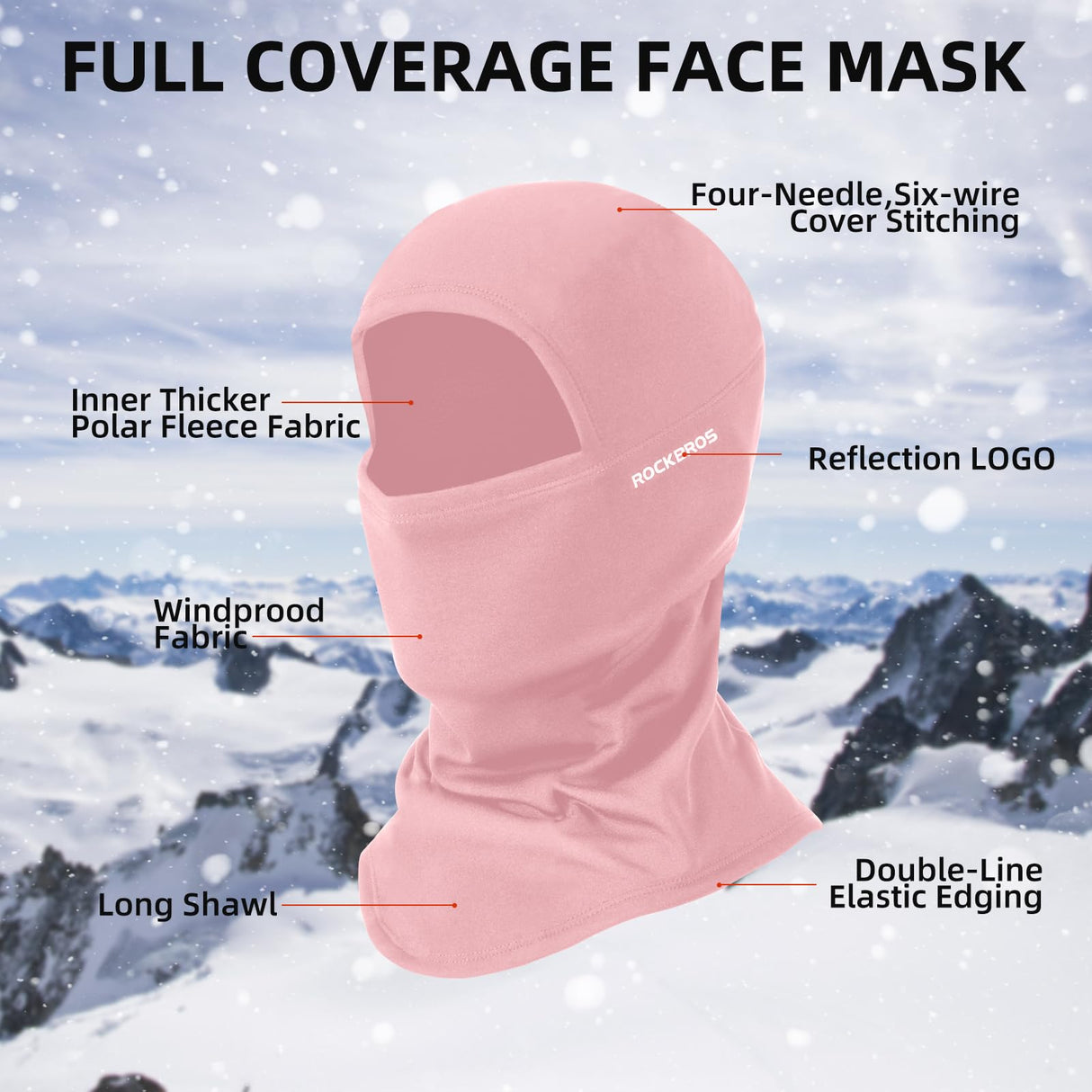 ROCKBROS Balaclava Ski Mask, Windproof Thermal Winter Neck Warmer Hood for Men Women