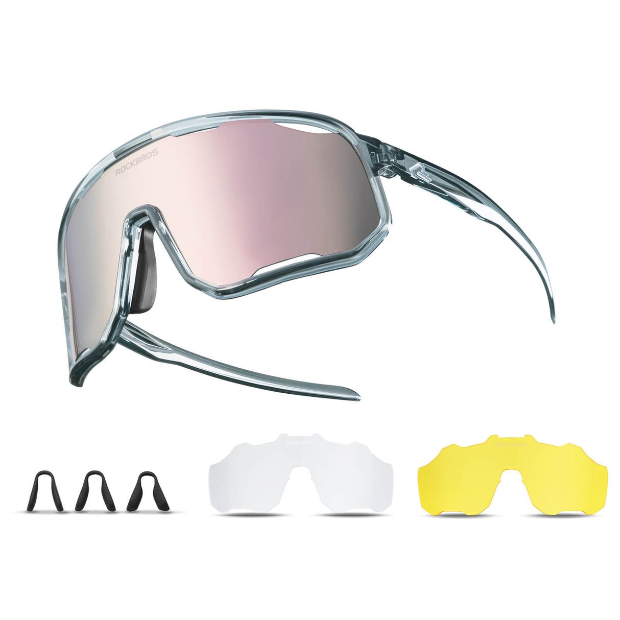 ROCKBROS Polarized Sunglasses UV400 Transparent Cycling Glasses Windproof TR90 Frame