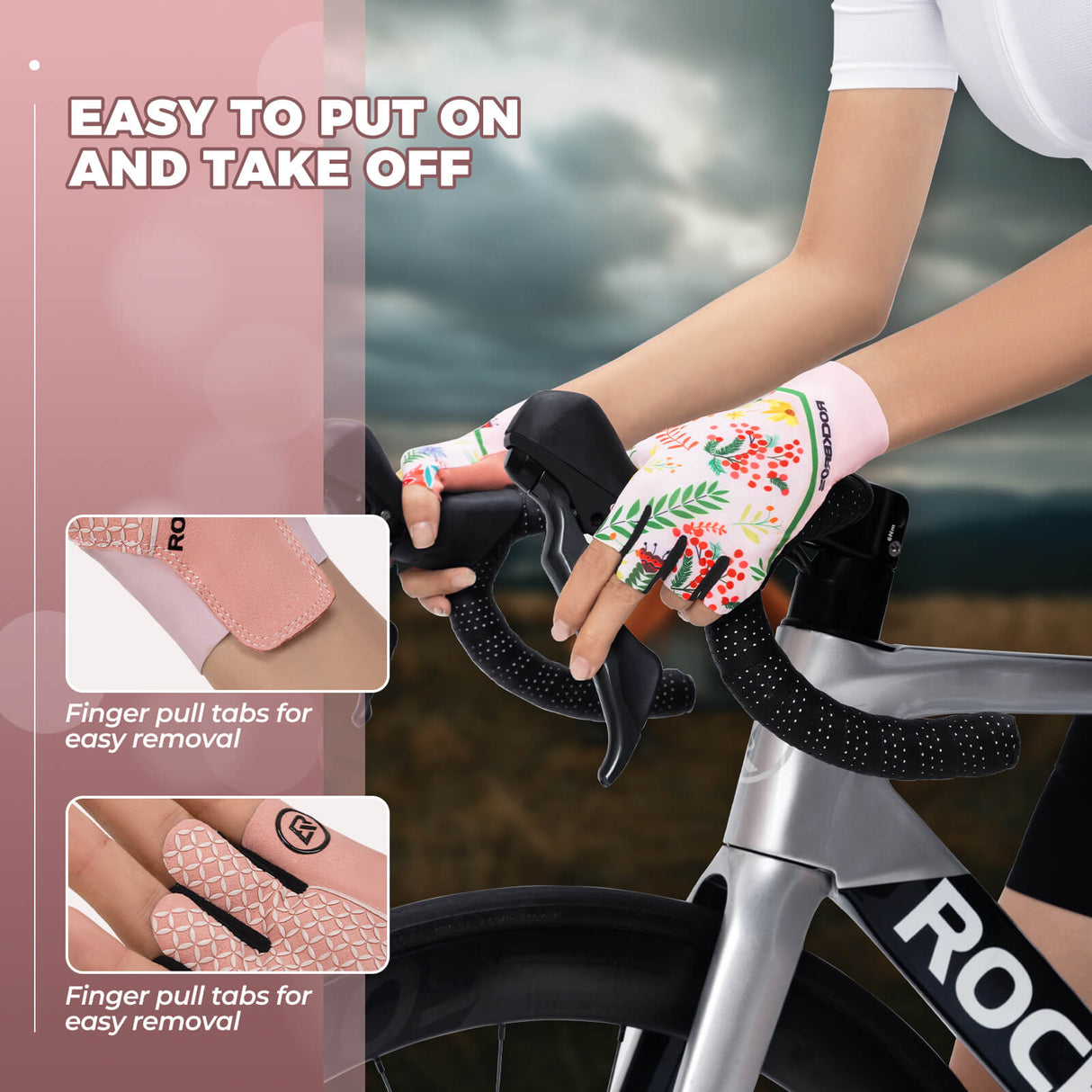 ROCKBROS Half-Finger Women Fingerless Cycling Gloves Summer