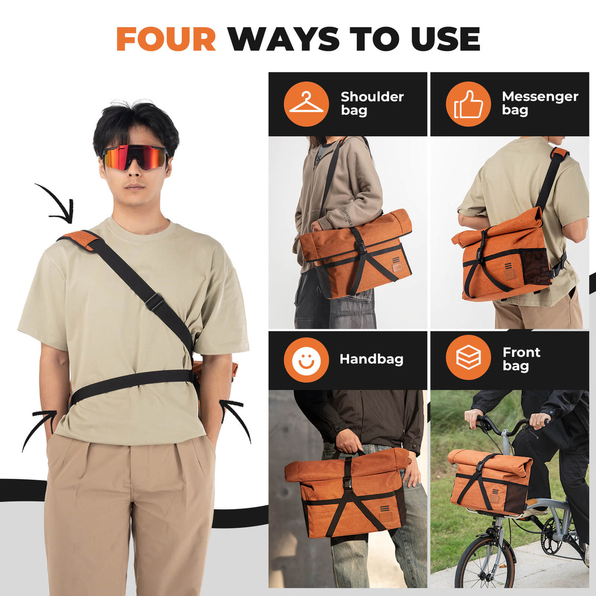 Folding Bike Handlebar Bag & Shoulder Bag - 8L