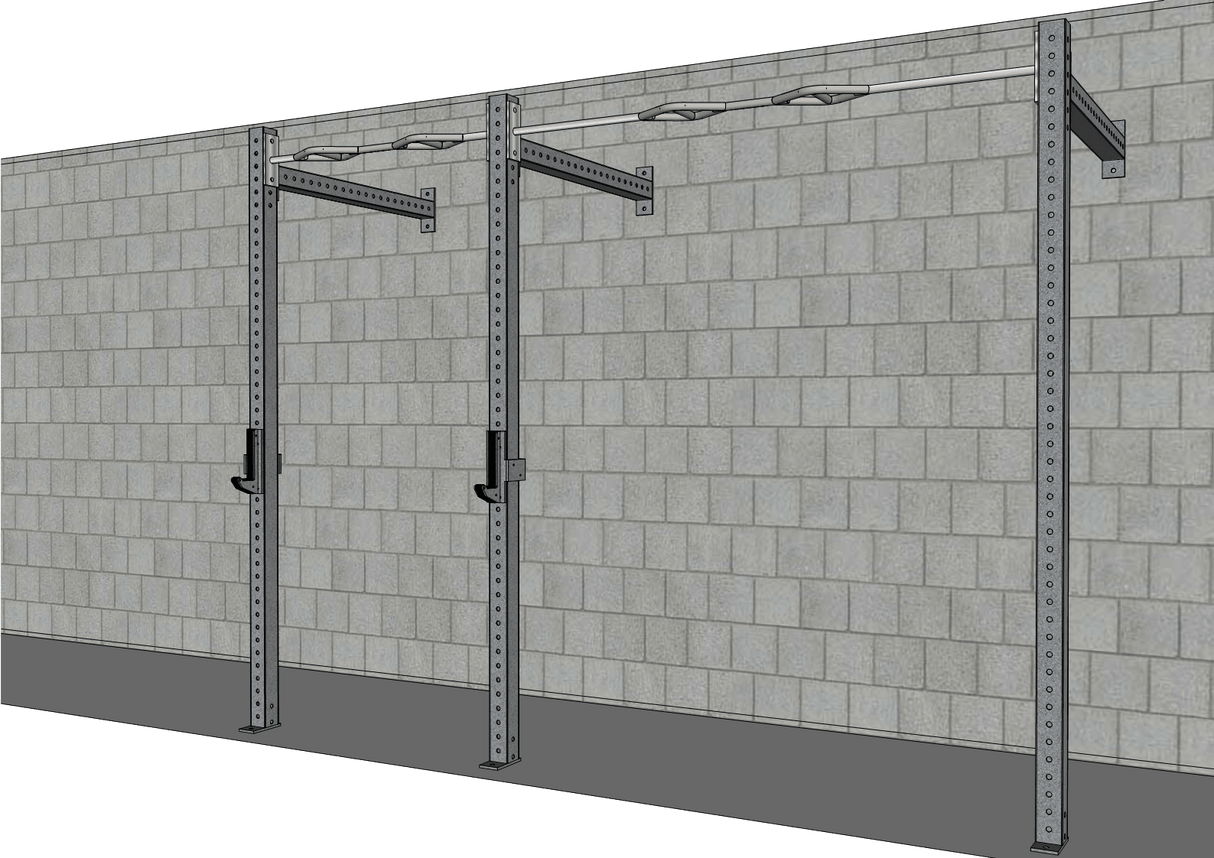TGrip Commercial 10' Wall Mount Rig - 3x3 Steel - Functional Multi-Grip Pull-Up - Sandwich Style J-Hooks