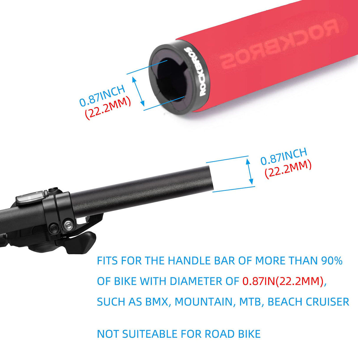 ROCKBROS Bike Grips Foam Single Lock on Bicycle Soft Comfortable Non-Slip Bike Handle Grips