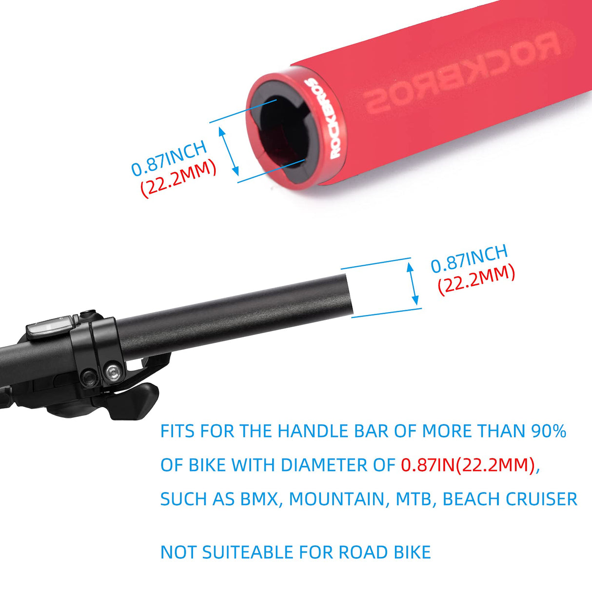 ROCKBROS Bike Grips Foam Single Lock on Bicycle Soft Comfortable Non-Slip Bike Handle Grips