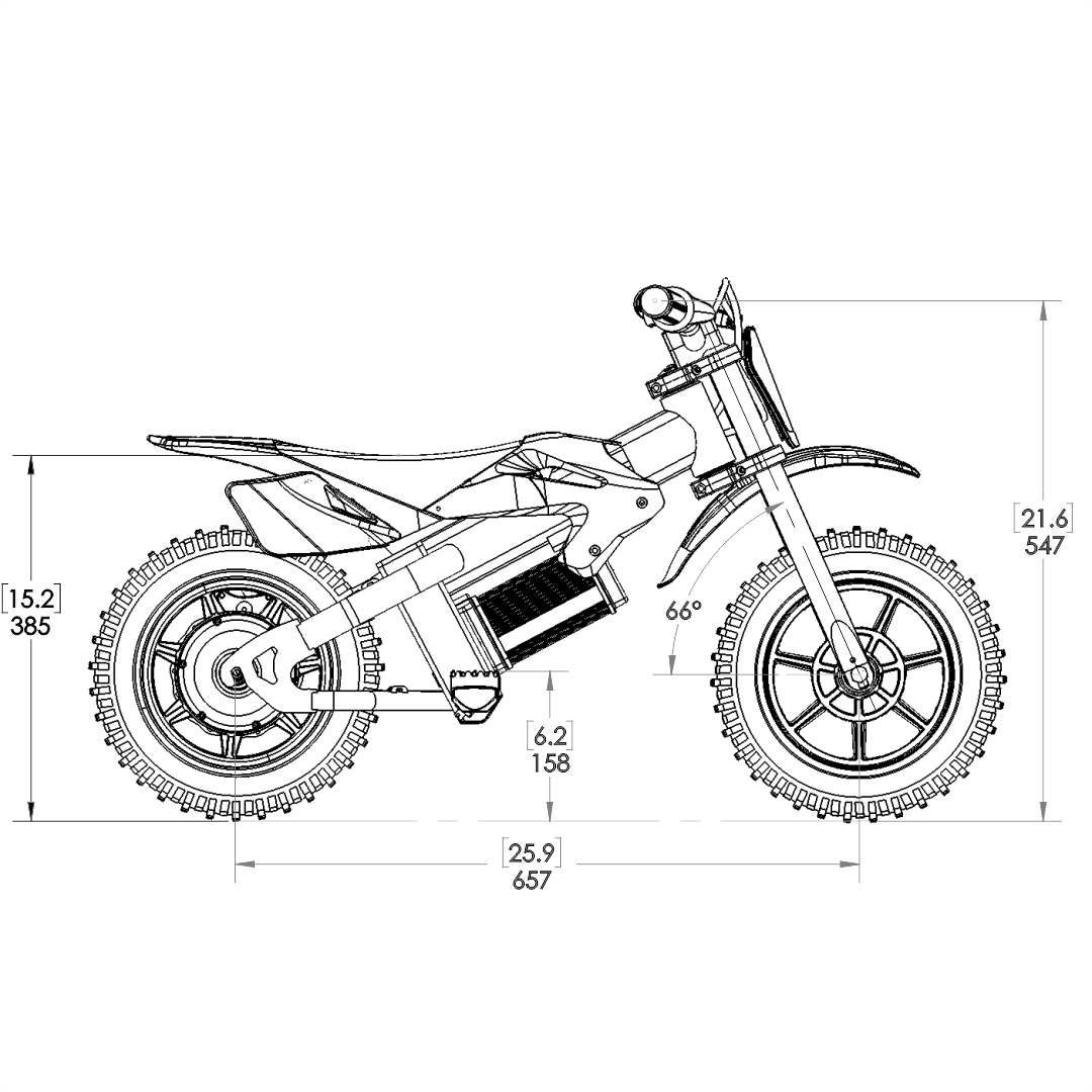 SYNDYT SYR 120 12" E Balance Bike. 24 Volts. 10 AH. 250 Watts. 5, 8, 12mph