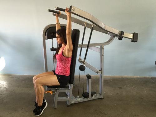Classic Shoulder Press - Muscle D Fitness - Adjustable Seat - Pin Selectorized Weight Stack