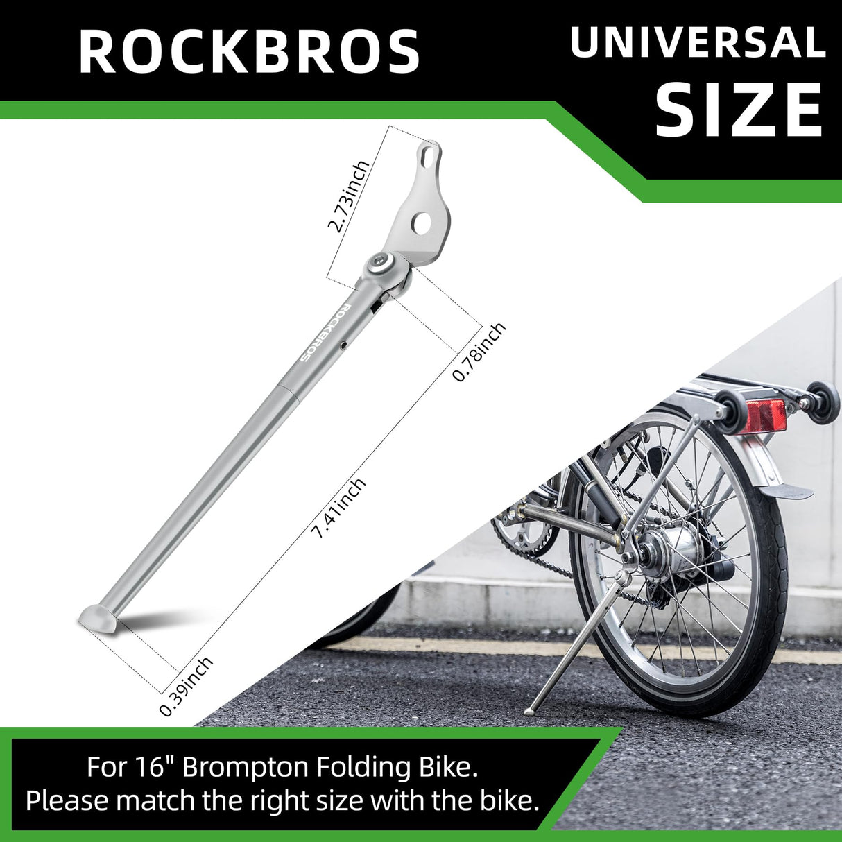 Adjustable Center Mount Kickstand for 16" Folding Bikes