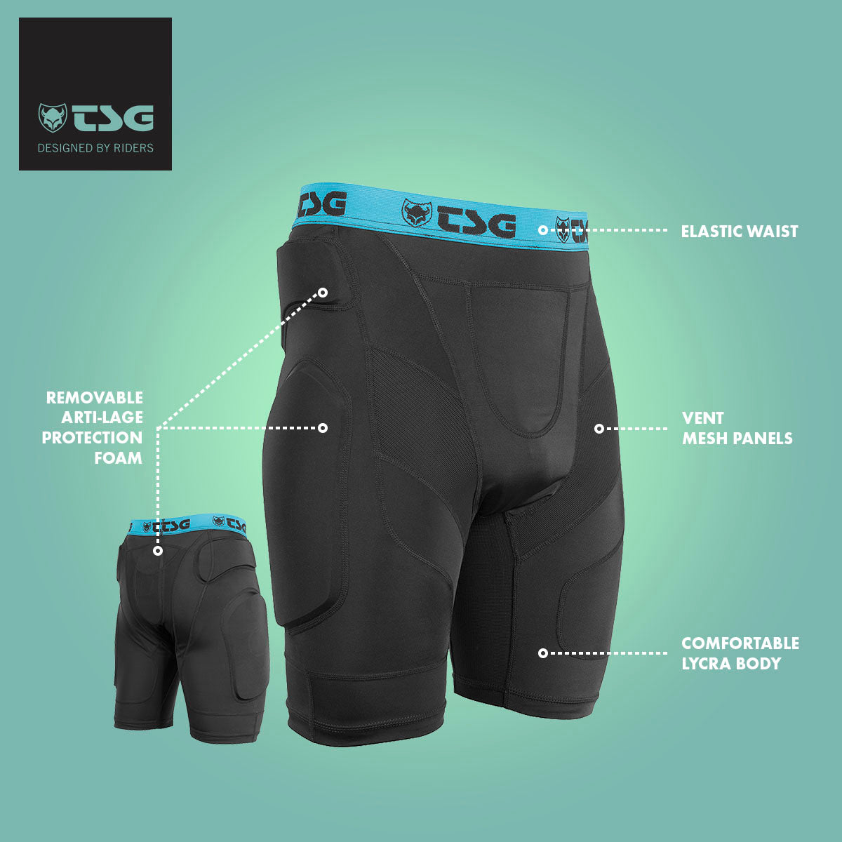 TSG - Protective Shorts - Crash Pant A - Black