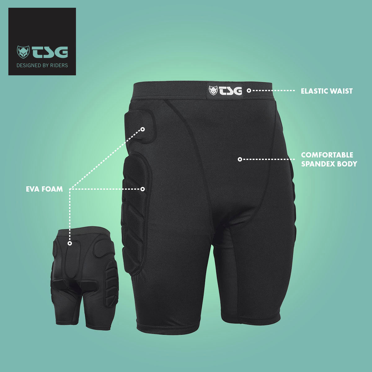 TSG - Protective Shorts - Crash Pant All Terrain - Black