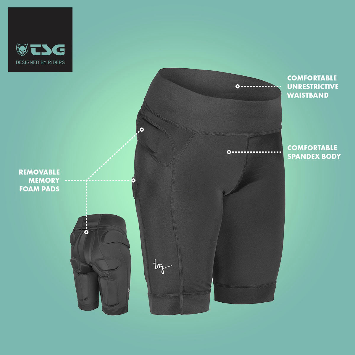 TSG - Protective Shorts for Women- Crash Pant Carna - Black