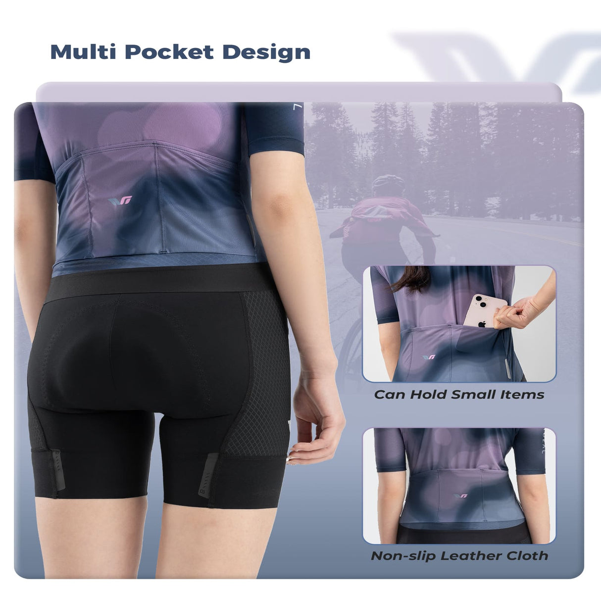 TVI Women’s Cycling Jersey Breathable Short Sleeve Navy Blue