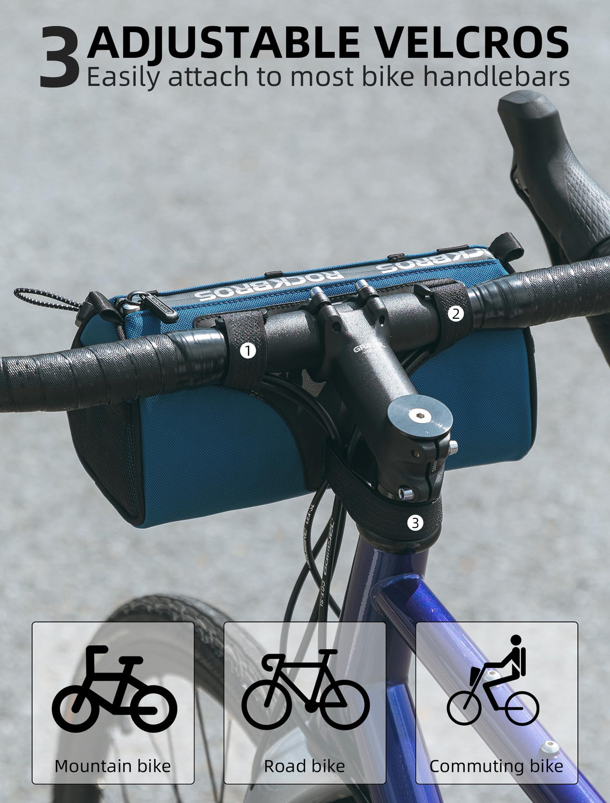 ROCKBROS 1.5L Bike Handlebar Bag - Reflective Front Handlebar Bag for MTB Road Bikes