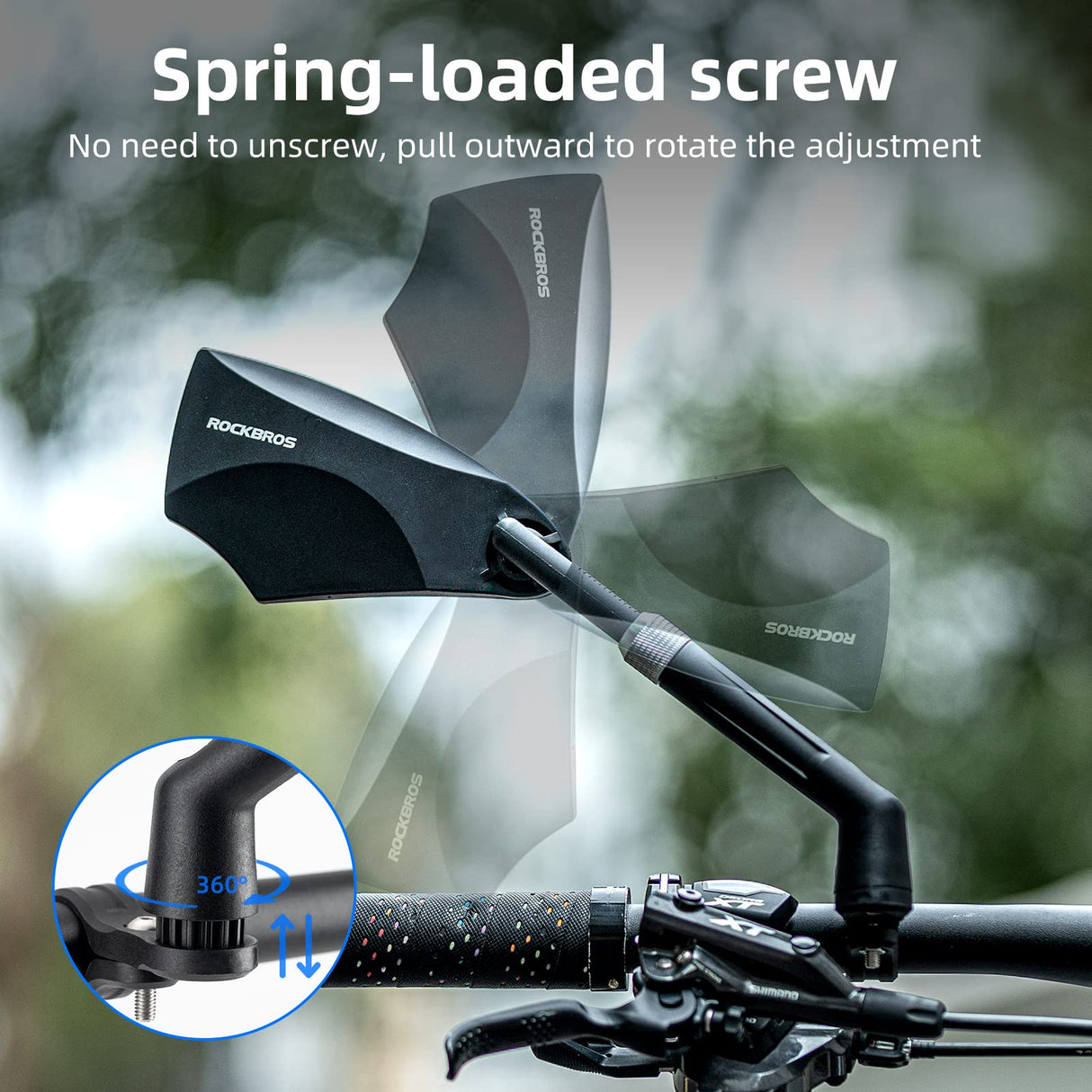 ROCKBROS 360° Adjustable Handlebar Bike Mirror with Anti-Glare Glass