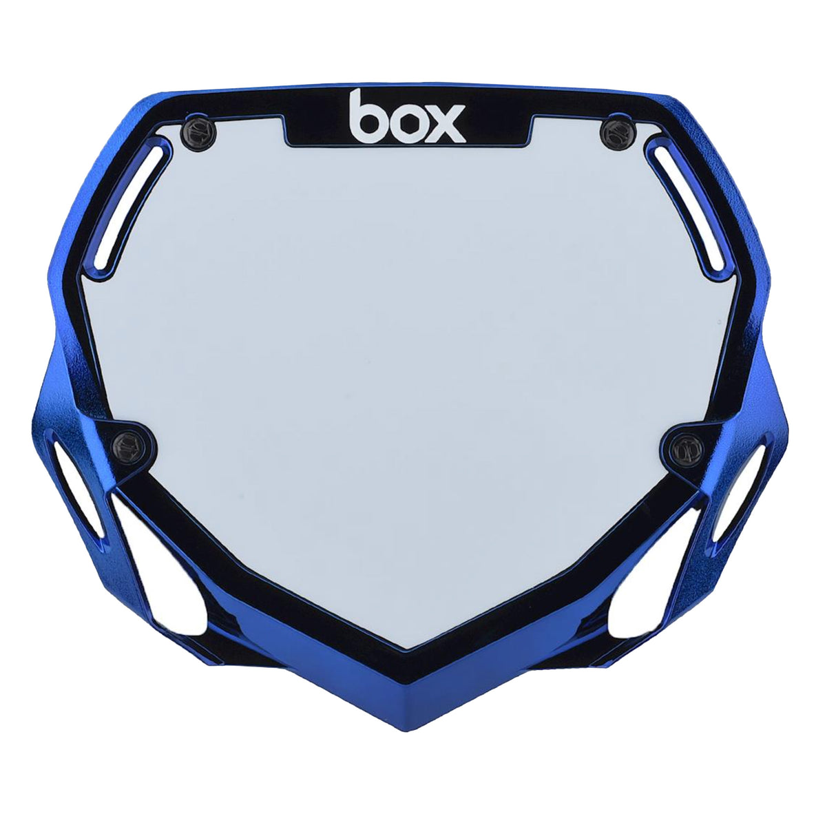 Box Two Number Plate, Blue Chrome - Large