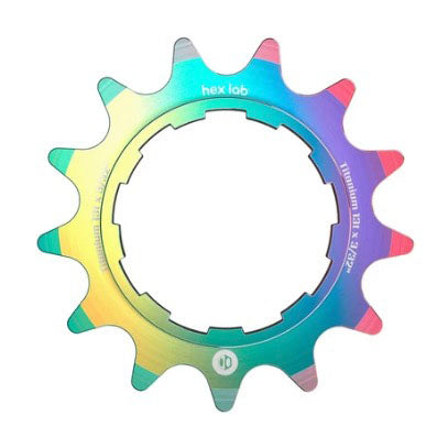 Hex Lab 3/32" CNC Titanium Cog, Rainbow - 13t