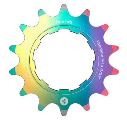 Hex Lab 3/32" CNC Titanium Cog, Rainbow - 14t