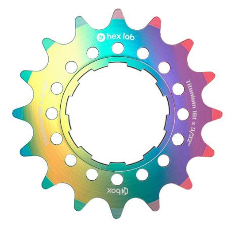 Hex Lab 3/32" CNC Titanium Cog, Rainbow - 16t