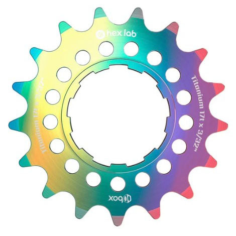 Hex Lab 3/32" CNC Titanium Cog, Rainbow - 17t