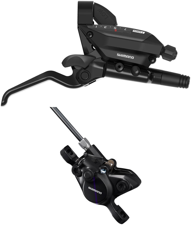 Shimano ST-EF515-7R EZ Fire Plus Shift/Brake Lever BR-MT200 Disc Brake Caliper - Right/Rear 7-Speed Post Mount 2-Piston BLK