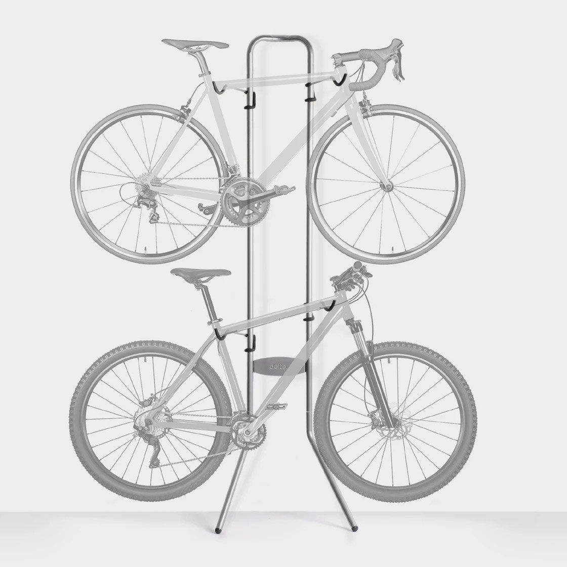 Two Bike Gravity Stand Wall Rack, Silver, 2 Bikes