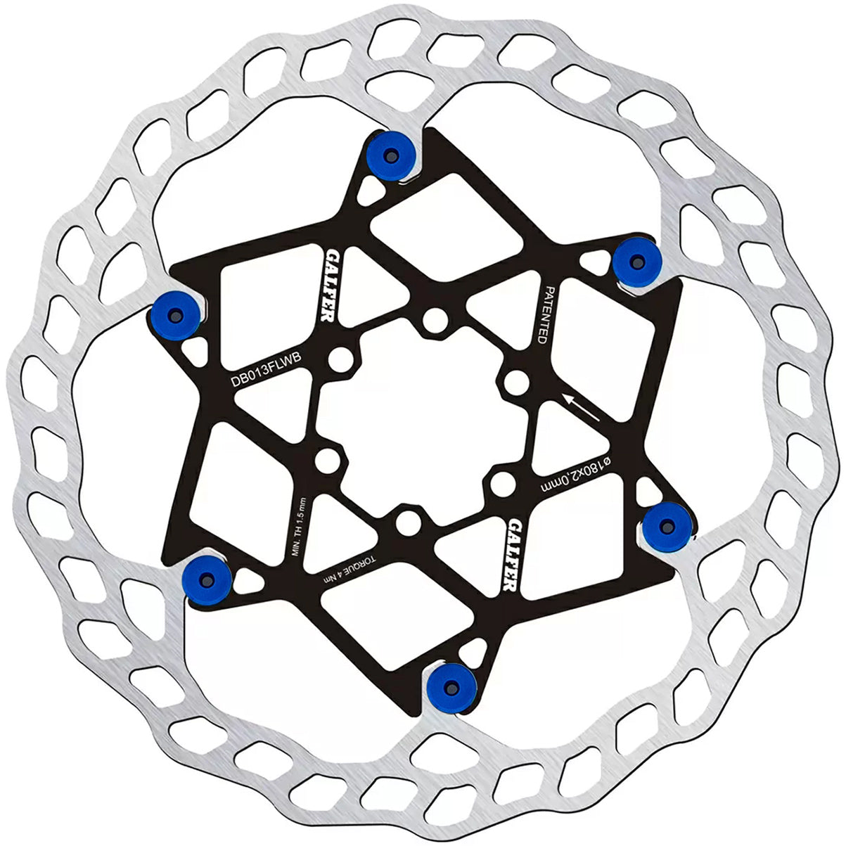 180mm Rotor, 6-Bolt, 2.0mm, Floating, Blue NLS