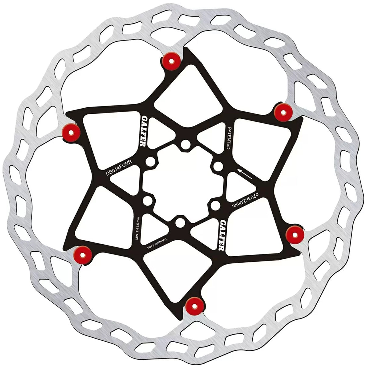 203mm Rotor, 6-Bolt, 2.0mm, Floating, Red NLS