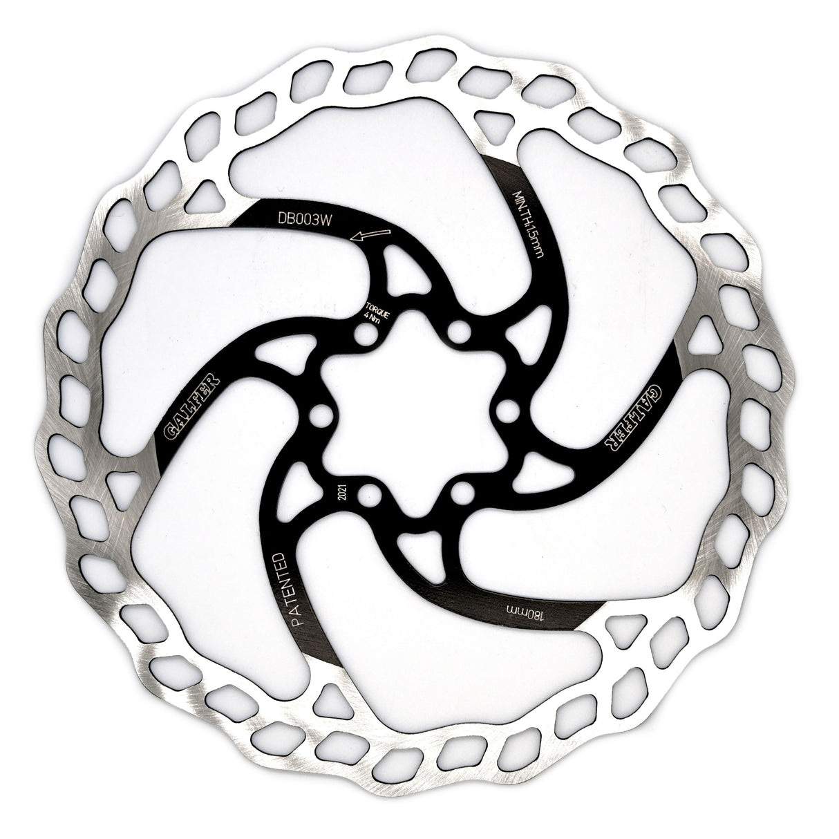 180mm Rotor, 6-Bolt , 1.8mm, Black/Silver