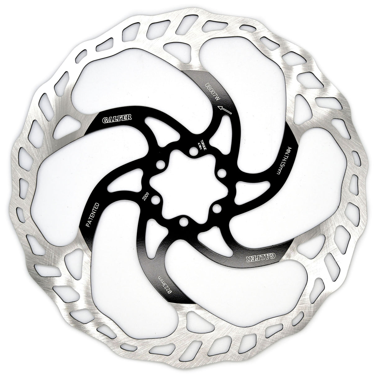 203mm Rotor, 6-Bolt , 2.0mm, Black/Silver