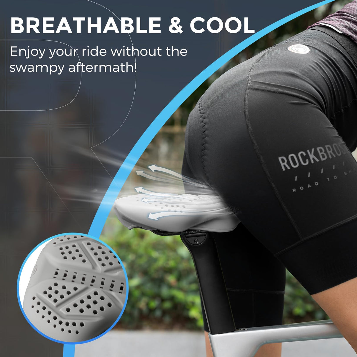 ROCKBROS Extra Soft Silicone Bike Seat Cushion – Anti-Slip, Breathable Cover