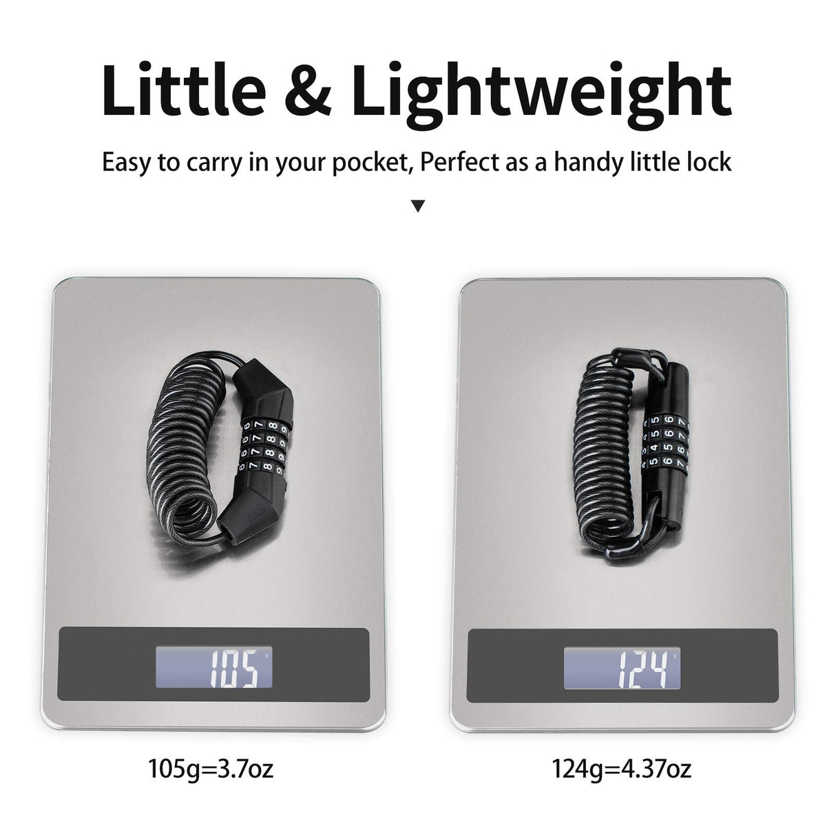 ROCKBROS Retractable Luggage Helmet Lock 4 Digit Little Black, 2Pcs