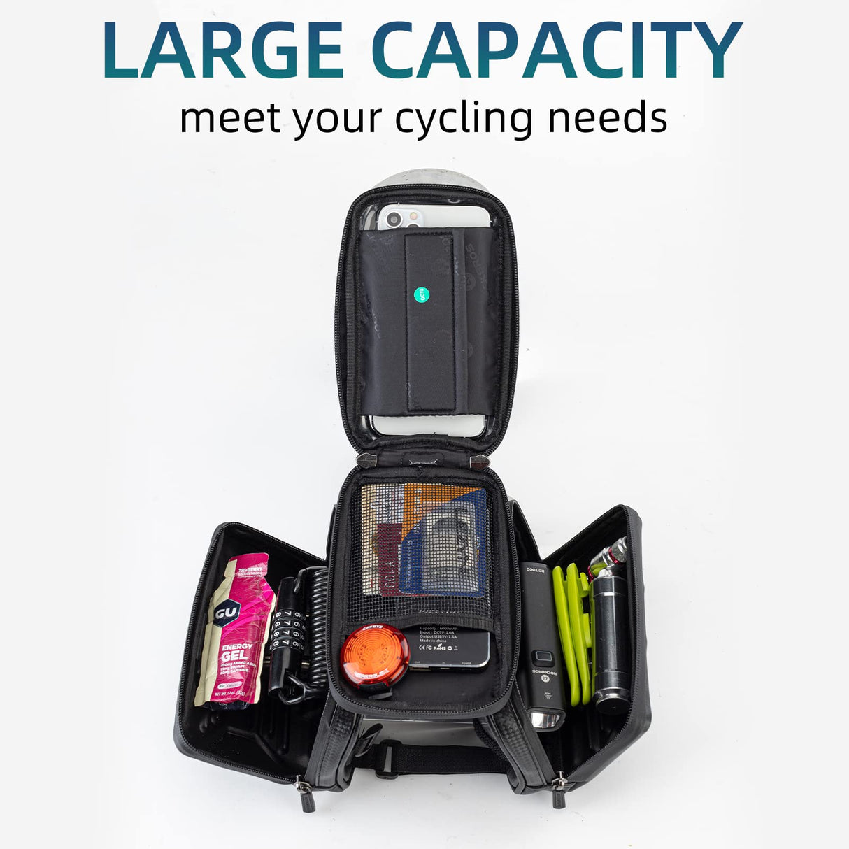 ROCKBROS Bike Waterproof Front Frame Pouch Top Tube Handlebar Bag Below 6.2”/5.8”