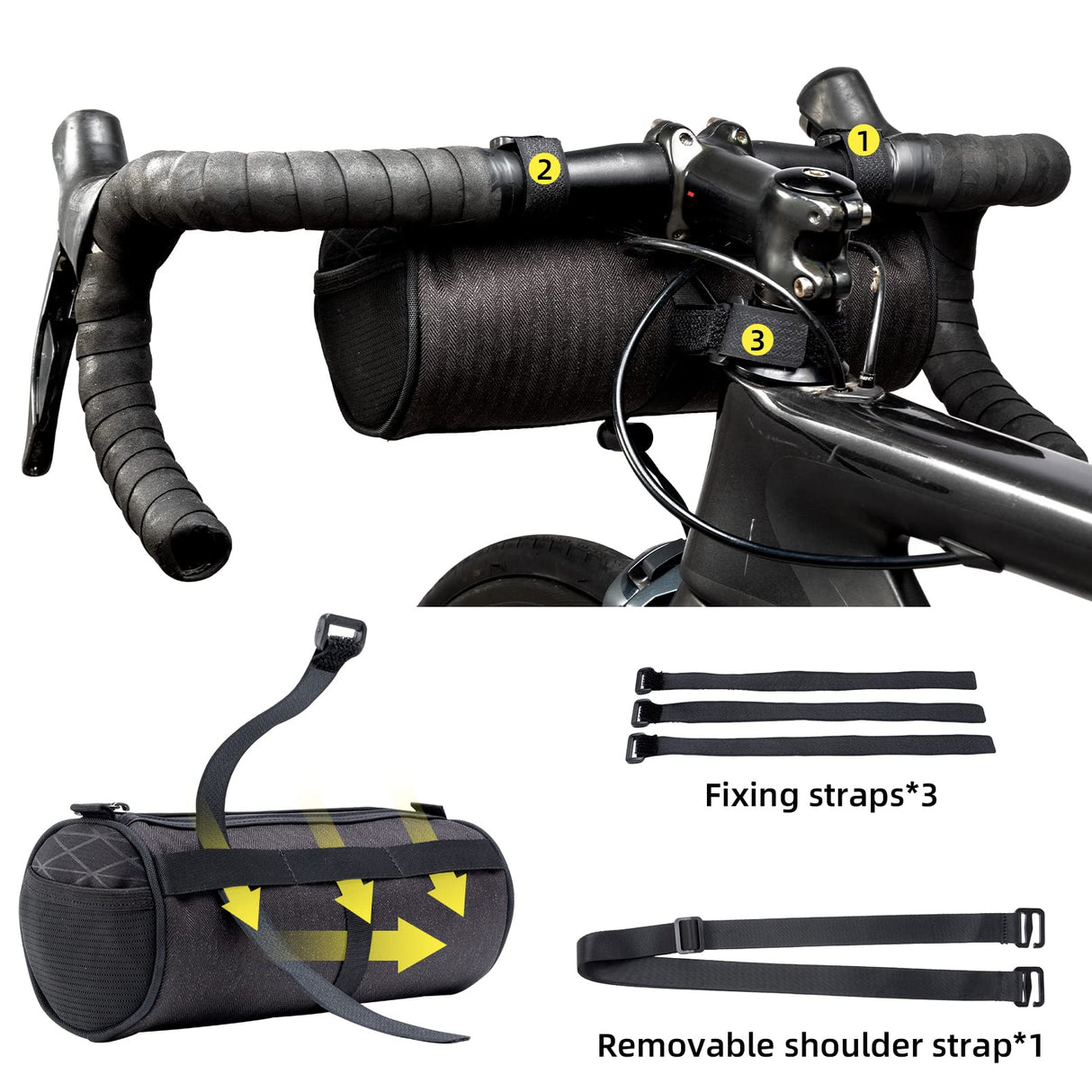 ROCKBROS Small Handlebar Bag Handy Front Bike Storage Pouch with Shoulder Strap Ideal
