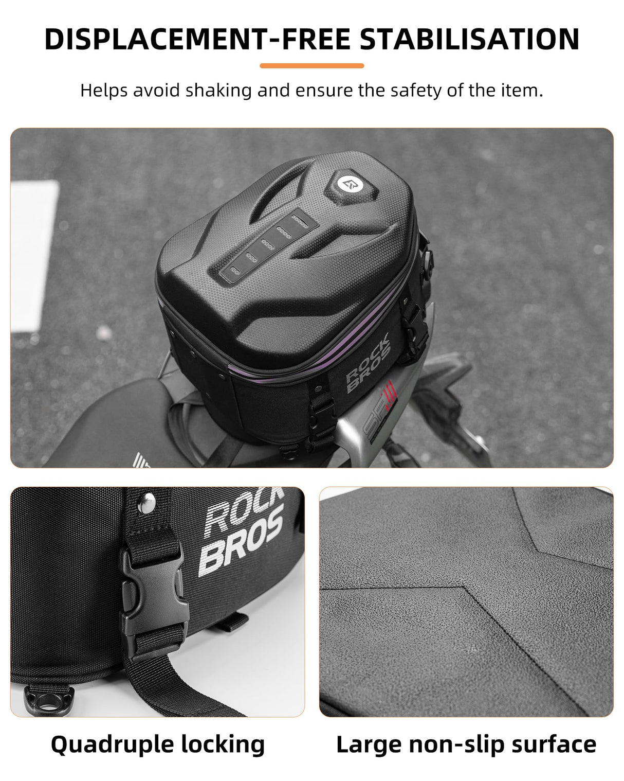 ROCKBROS Waterproof Tail Motorcycle Tail Rear Seat Bag 12.5L Storage Backpacks Hard Shell